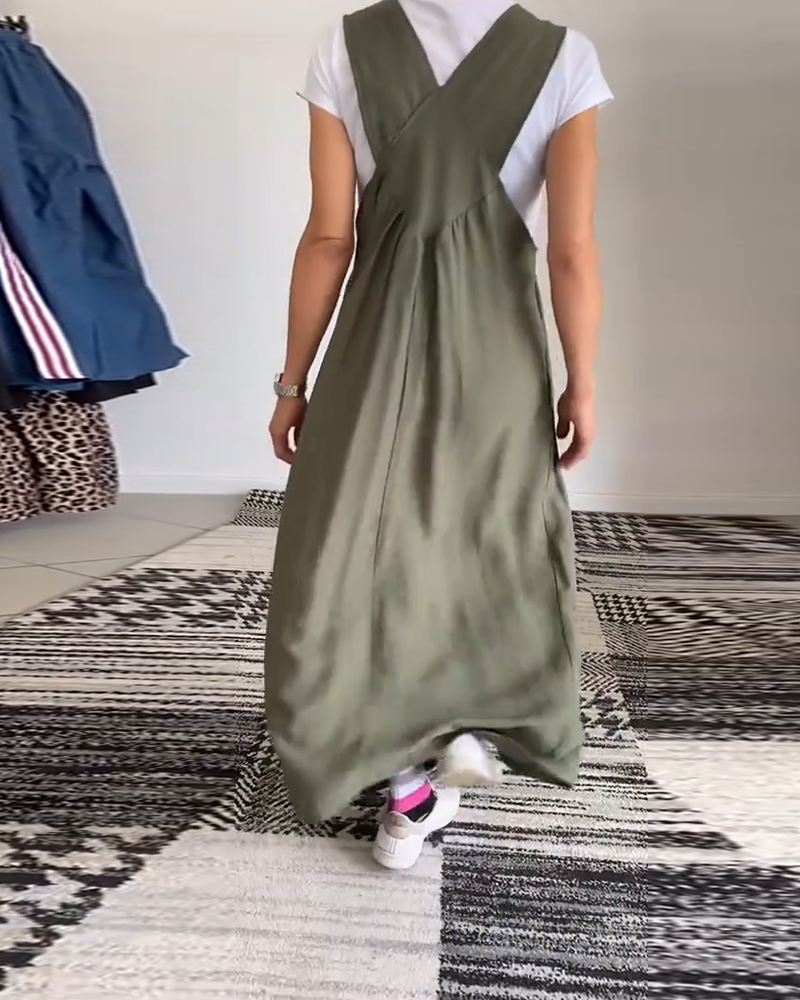Vestido largo tipo peto holgado para mujer