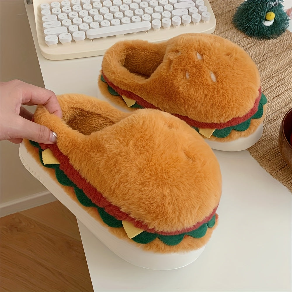 Pantuflas de hamburguesa de peluche