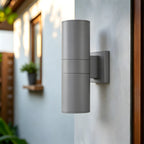 Lampada da parete cilindrica moderna a LED per esterni con luce rivolta verso l'alto e verso il basso