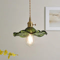 Vintageblommig pendellampa i glas