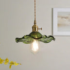Vintageblommig pendellampa i glas