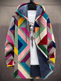 Men’s Geometric Hooded Long Jacket