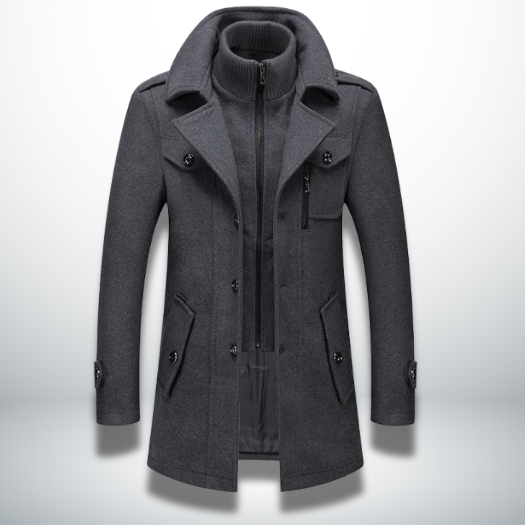 Men’s Layered Stand Collar Coat
