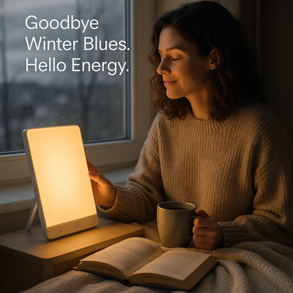 Lysterapi-lampe mod vinterdepression med 10.000 lux, justerbar lysstyrke og timer