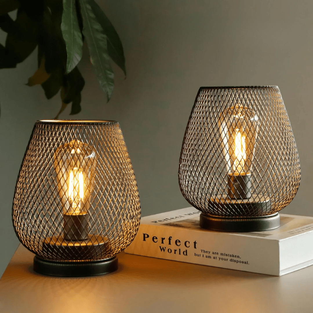 Przenośna, bezprzewodowa metalowa lampka stołowa LED