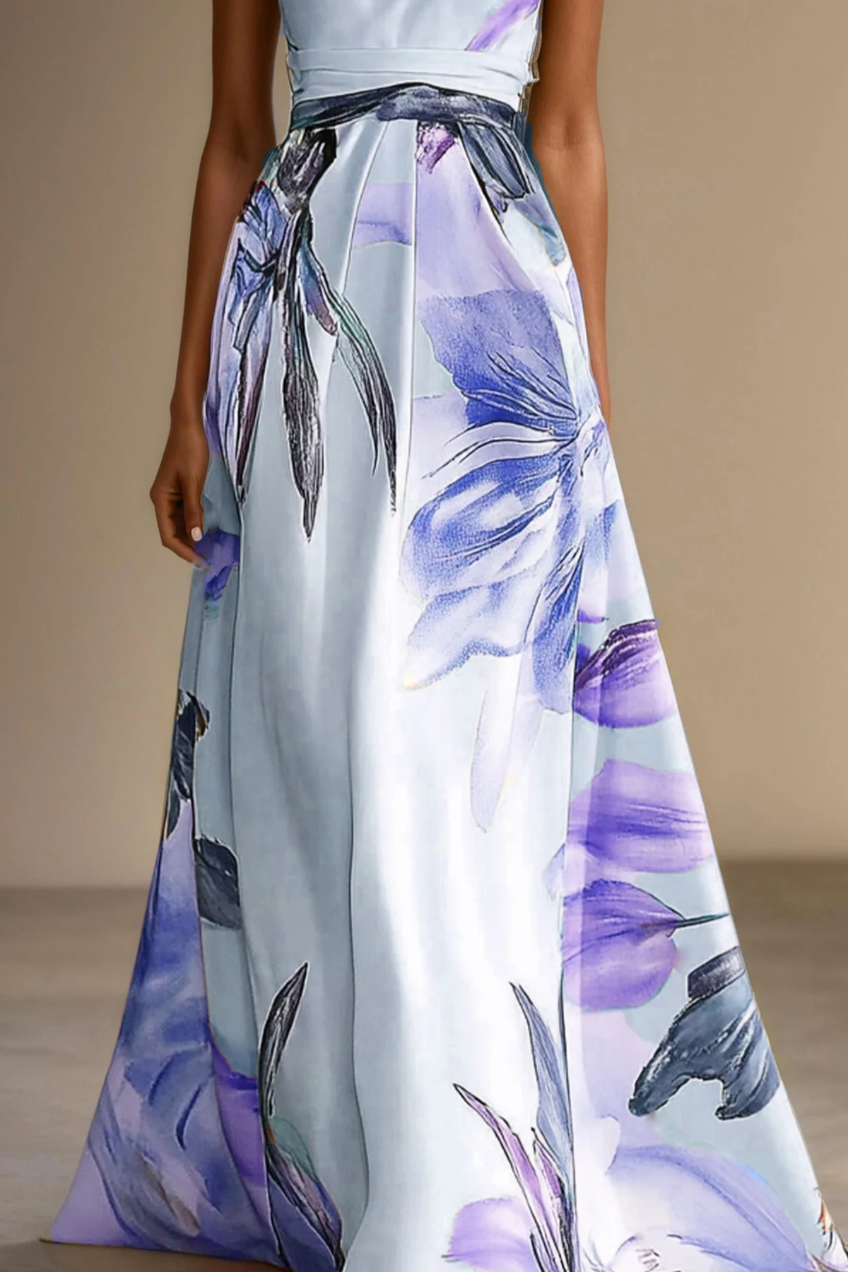 Vestido maxi con cuello halter y estampado floral para mujer con detalle en la cintura