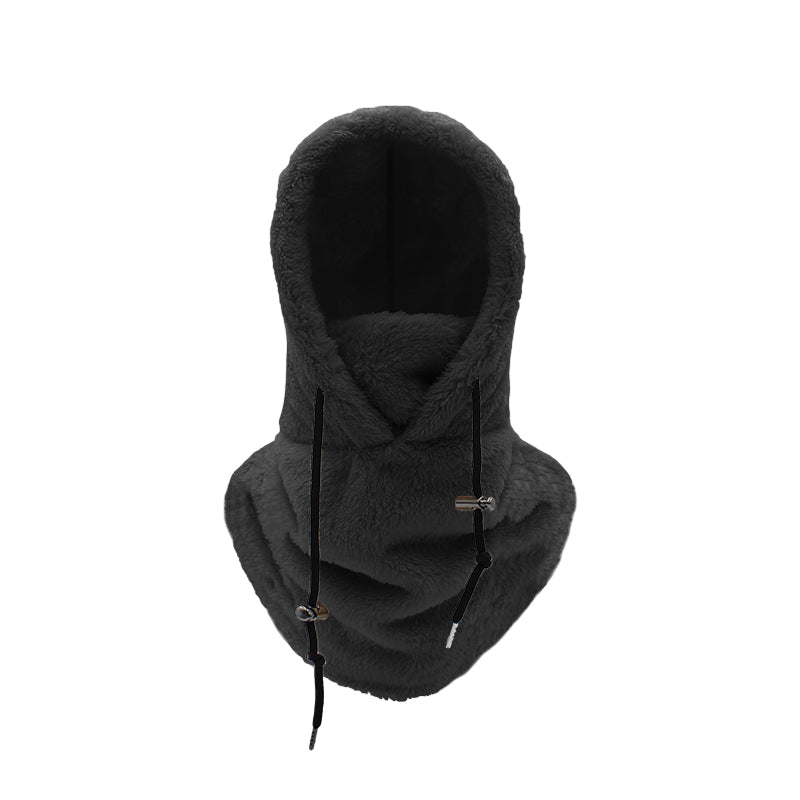 Plush Hooded Neck Warmer with Adjustable Drawcord