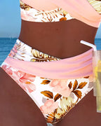 Conjunto de bikini cruzado con estampado floral para mujer y braguita de talle alto con soporte