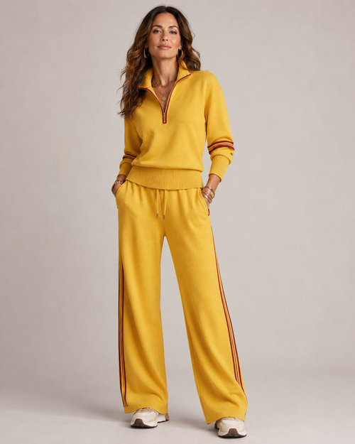 Women’s Half-Zip Wide-Leg Two-Piece Set