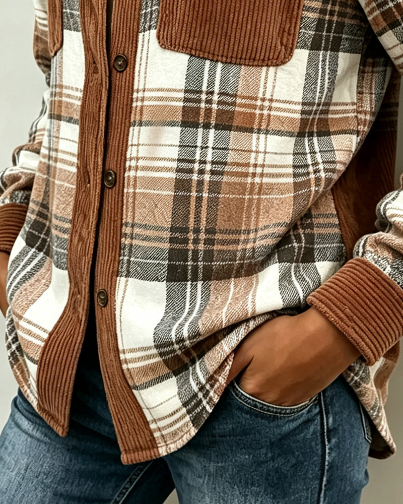 Women’s Plaid Contrast Button Shirt