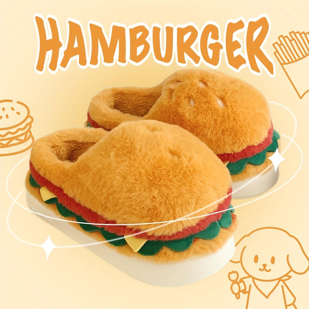 Pantuflas de hamburguesa de peluche
