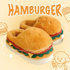 Pantuflas de felpa con forma de hamburguesa novedosas