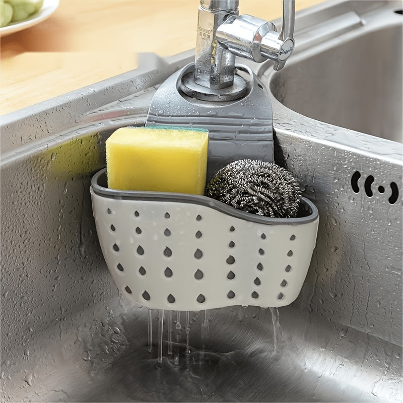 Sink Sponge Holder with Drainage Design and Faucet-Mounted Kitchen Organizer