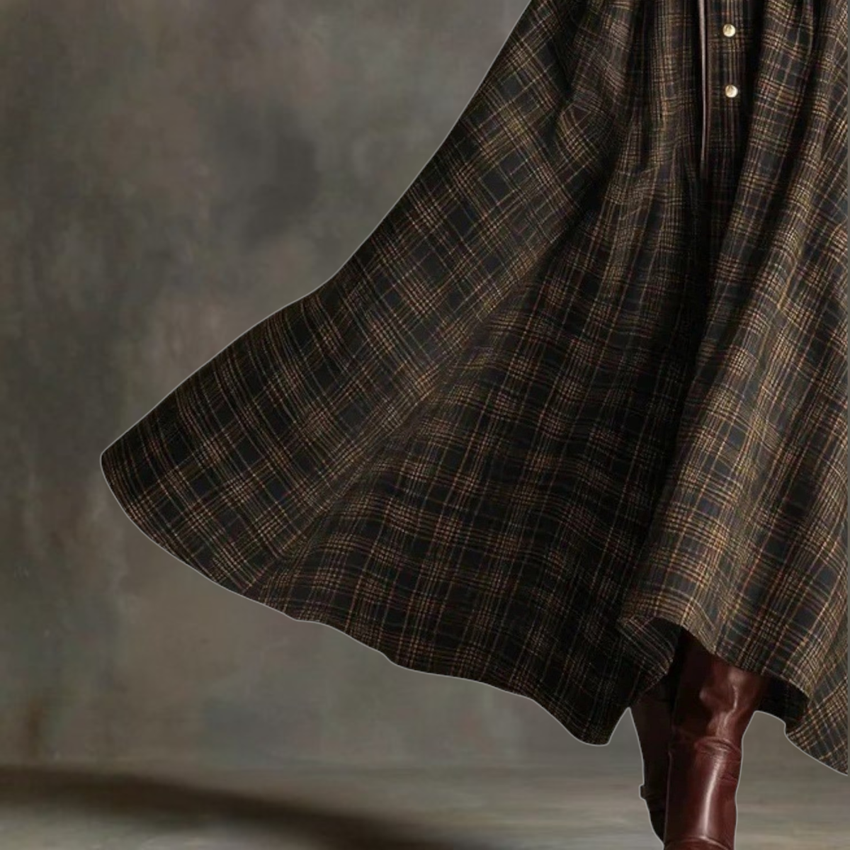 Women's Plaid Button-Front Maxi Dress