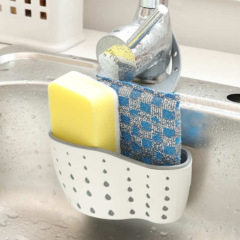 Sink Sponge Holder with Drainage Design and Faucet-Mounted Kitchen Organizer