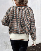 Women’s Geometric Pattern Button Cardigan