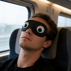 Antifaz de dormir con diseño de ojos caricaturescos
