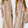 Vestido midi para mujer con capa superpuesta y ajuste relajado