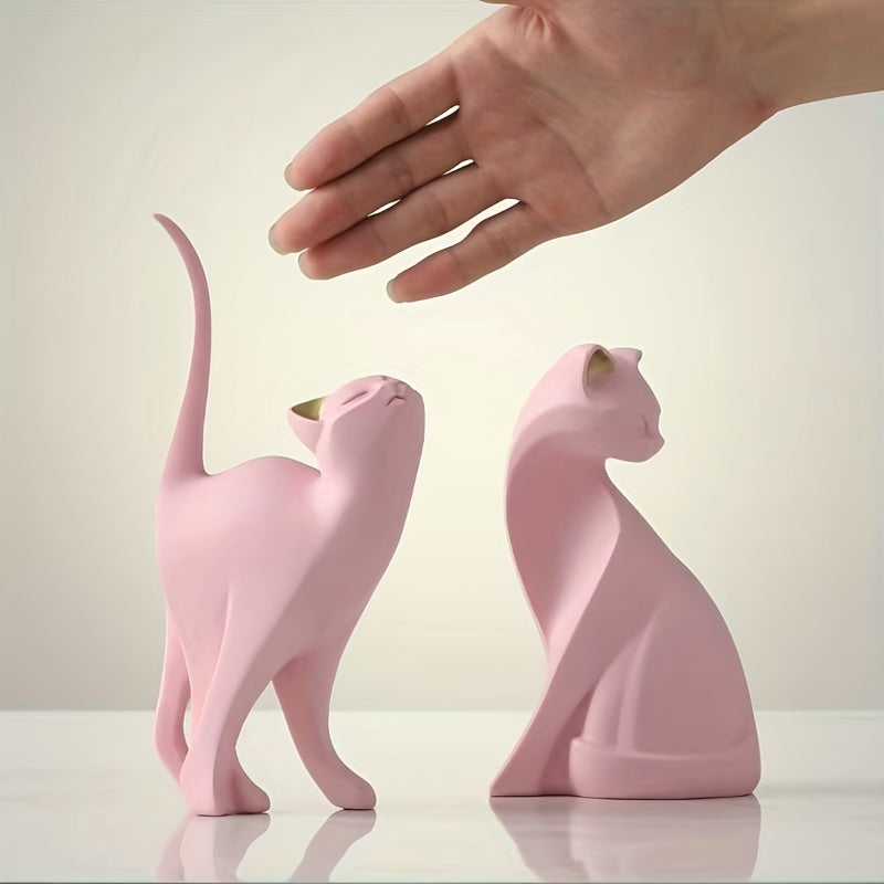 Figura decorativa minimalista de gato negro con la cola levantada