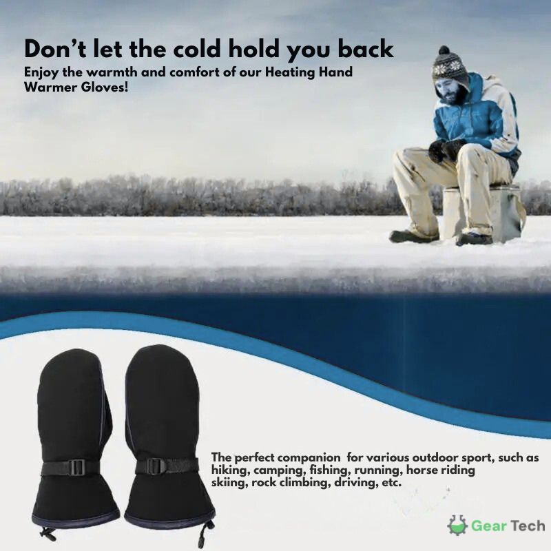 Heated Winter Mittens with Adjustable Wrist Strap