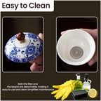 Juego de té Gongfu de porcelana con asa lateral de madera y tapa ajustada