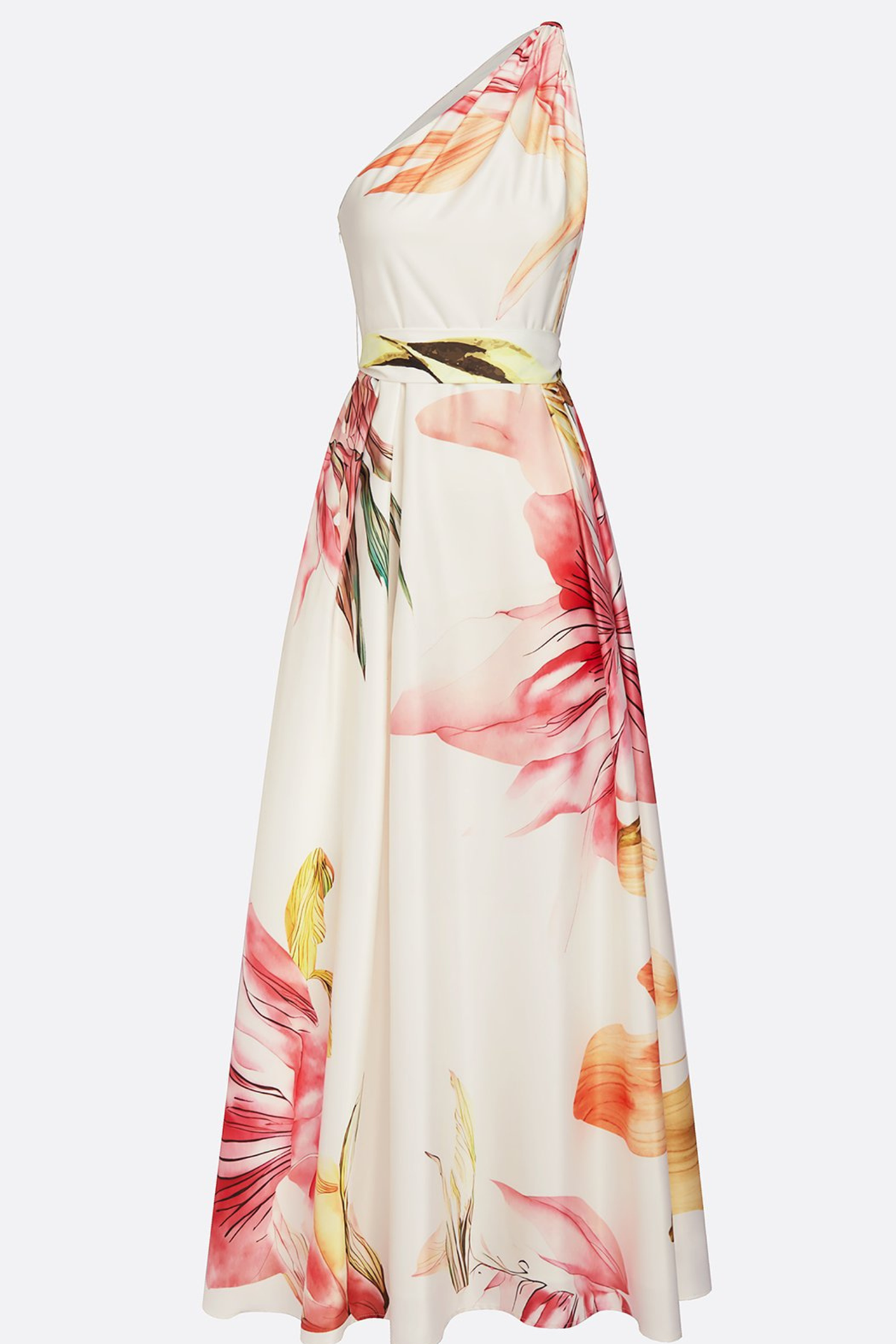 Vestido maxi con cuello halter y estampado floral para mujer con detalle en la cintura