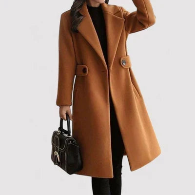 Manteau long à revers croisé pour femme