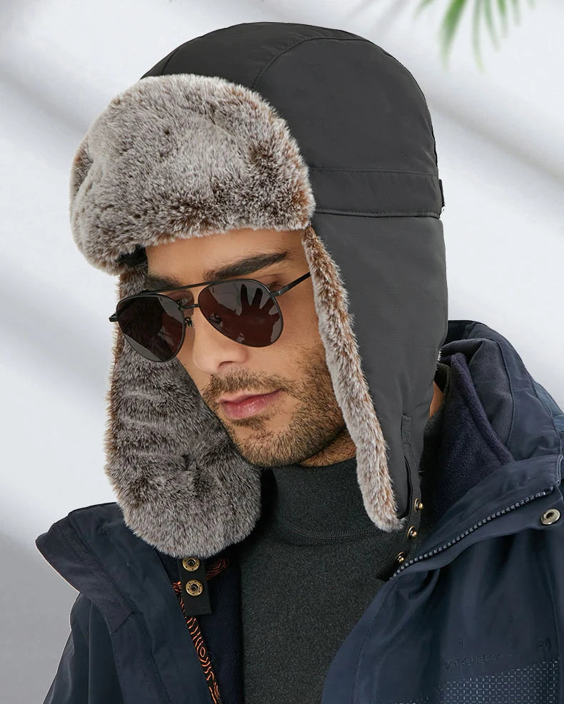 Faux Fur-Lined Winter Trapper Hat