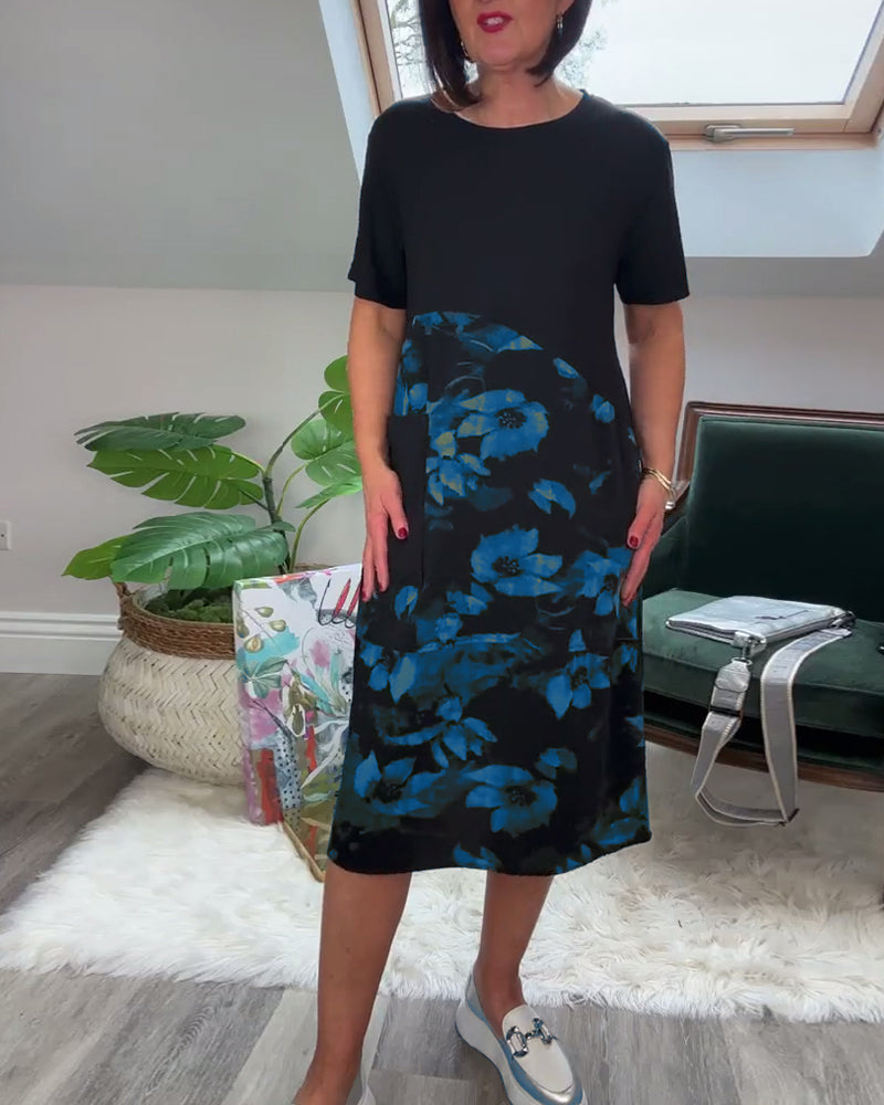 Women's Floral Panel Midi Dress