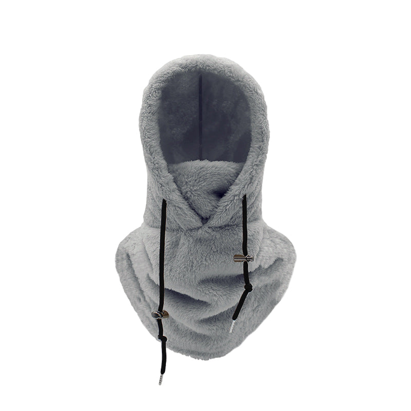 Plush Hooded Neck Warmer with Adjustable Drawcord