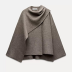 Damponcho med draperad halsringning