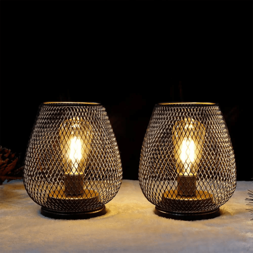 Przenośna, bezprzewodowa metalowa lampka stołowa LED