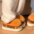 Pantuflas de hamburguesa de peluche