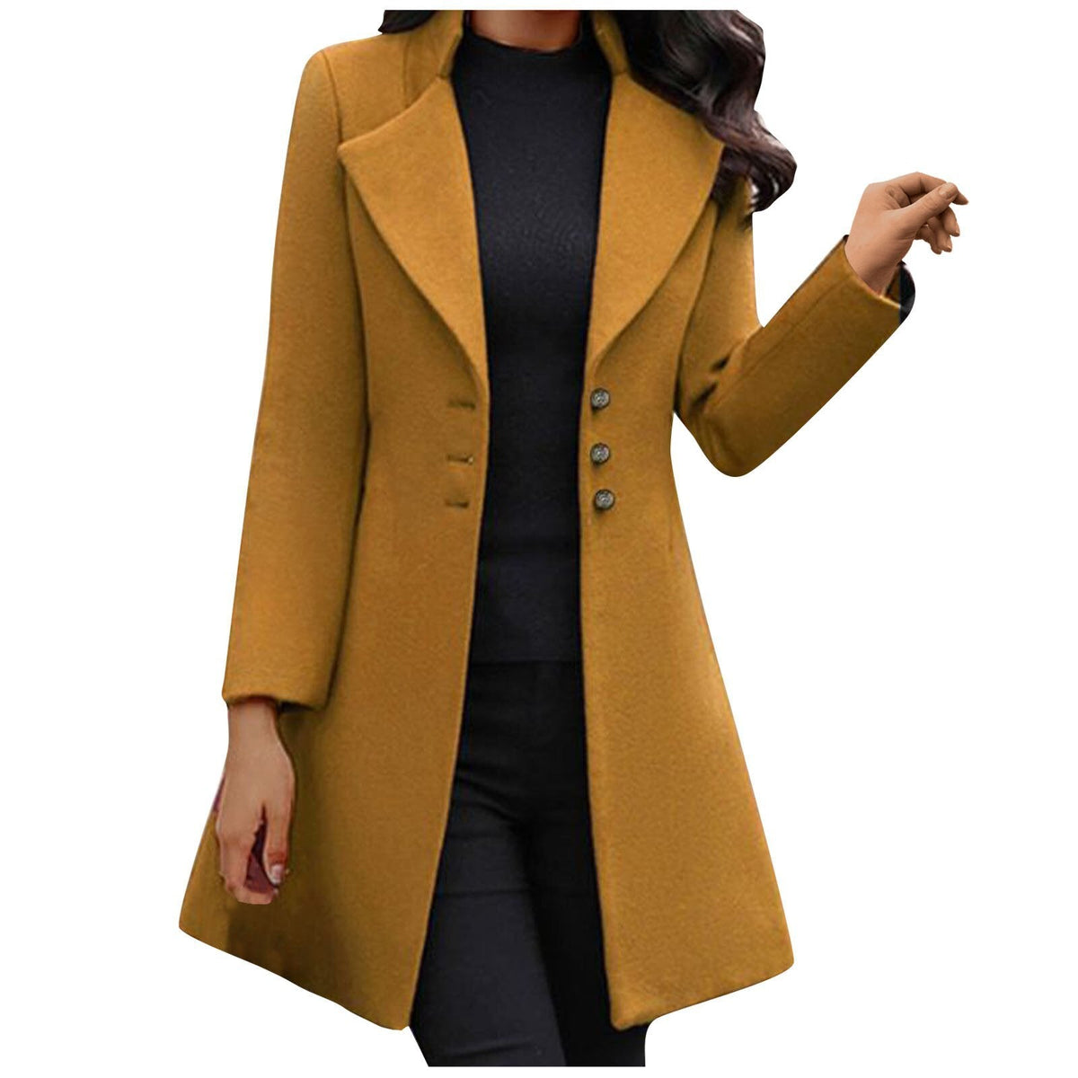 Manteau long femme ajusté à double boutonnage