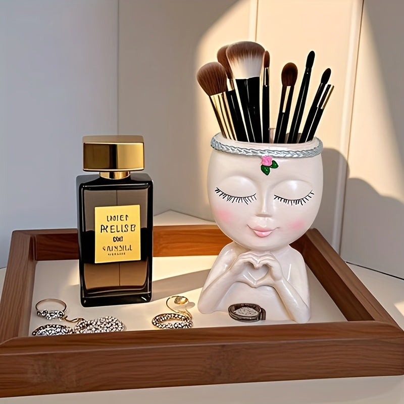 Organizador de brochas de maquillaje con forma de rostro