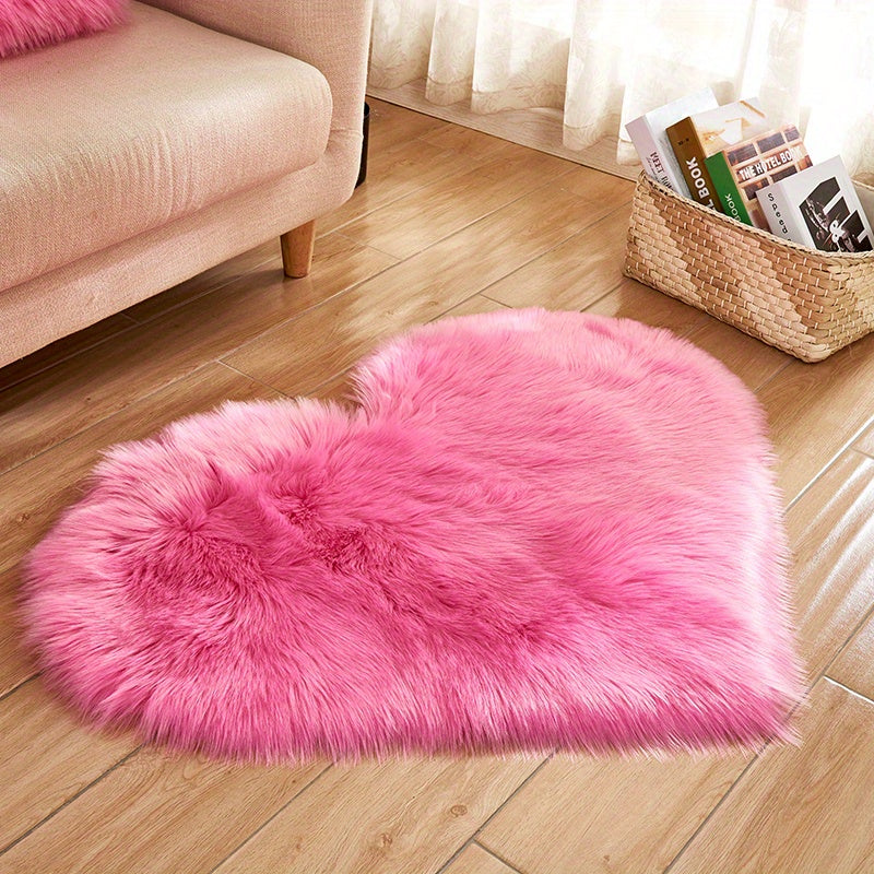 Heart Shaped Faux Fur Rug