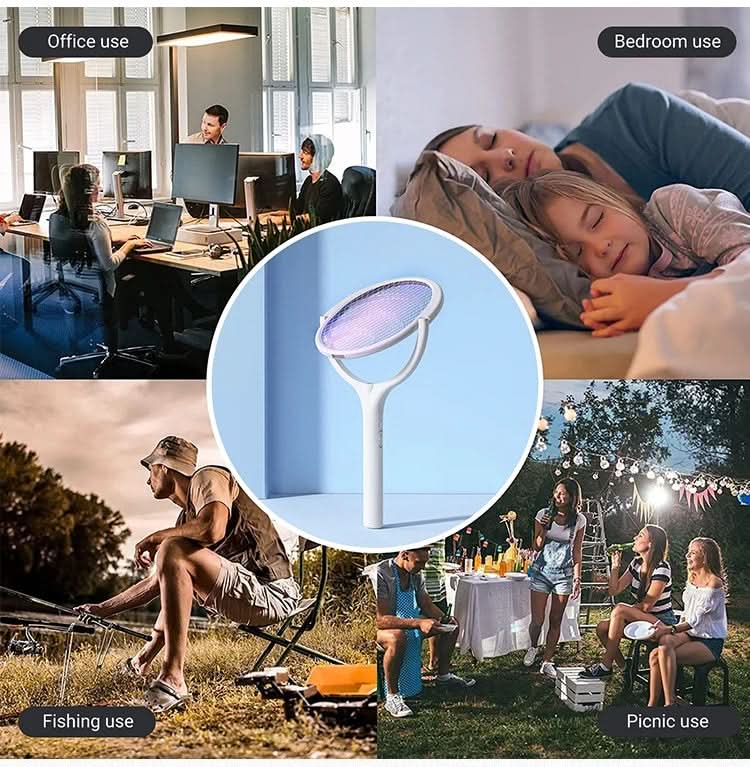 Genopladelig elektrisk myggeskræmmer med LED-lampe og justerbart hoved