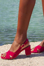 Sandalias de tacón ancho destalonadas para mujer