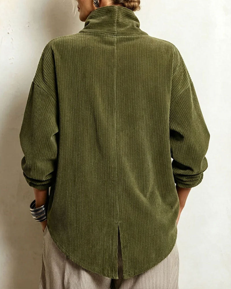 Women’s Asymmetric Button Cowl Neck Top