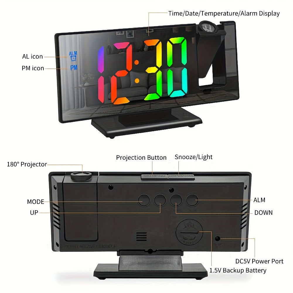 Reloj despertador digital con proyección LED