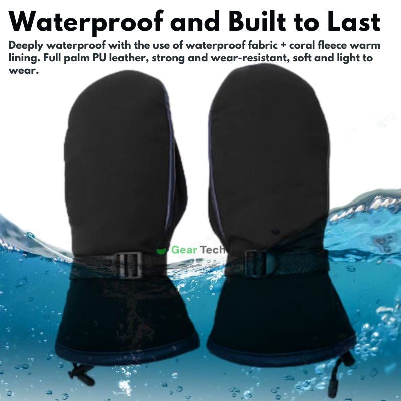 Heated Winter Mittens with Adjustable Wrist Strap