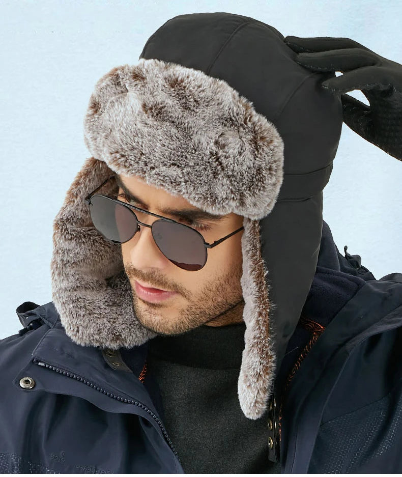 Faux Fur-Lined Winter Trapper Hat