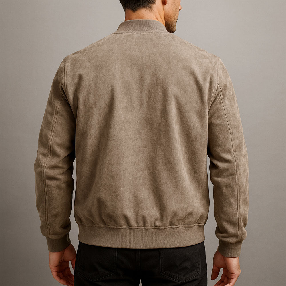 Chaqueta bomber clásica de ante para hombre
