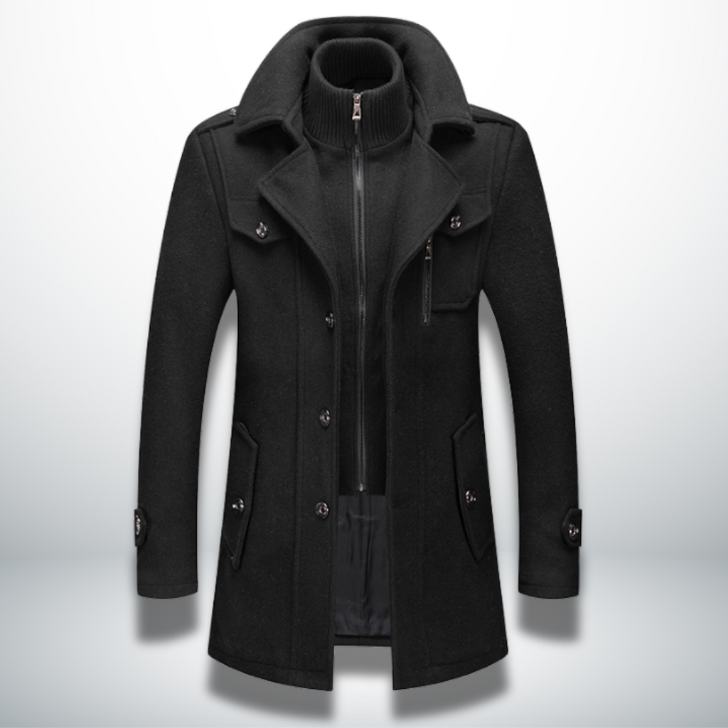 Men’s Layered Stand Collar Coat