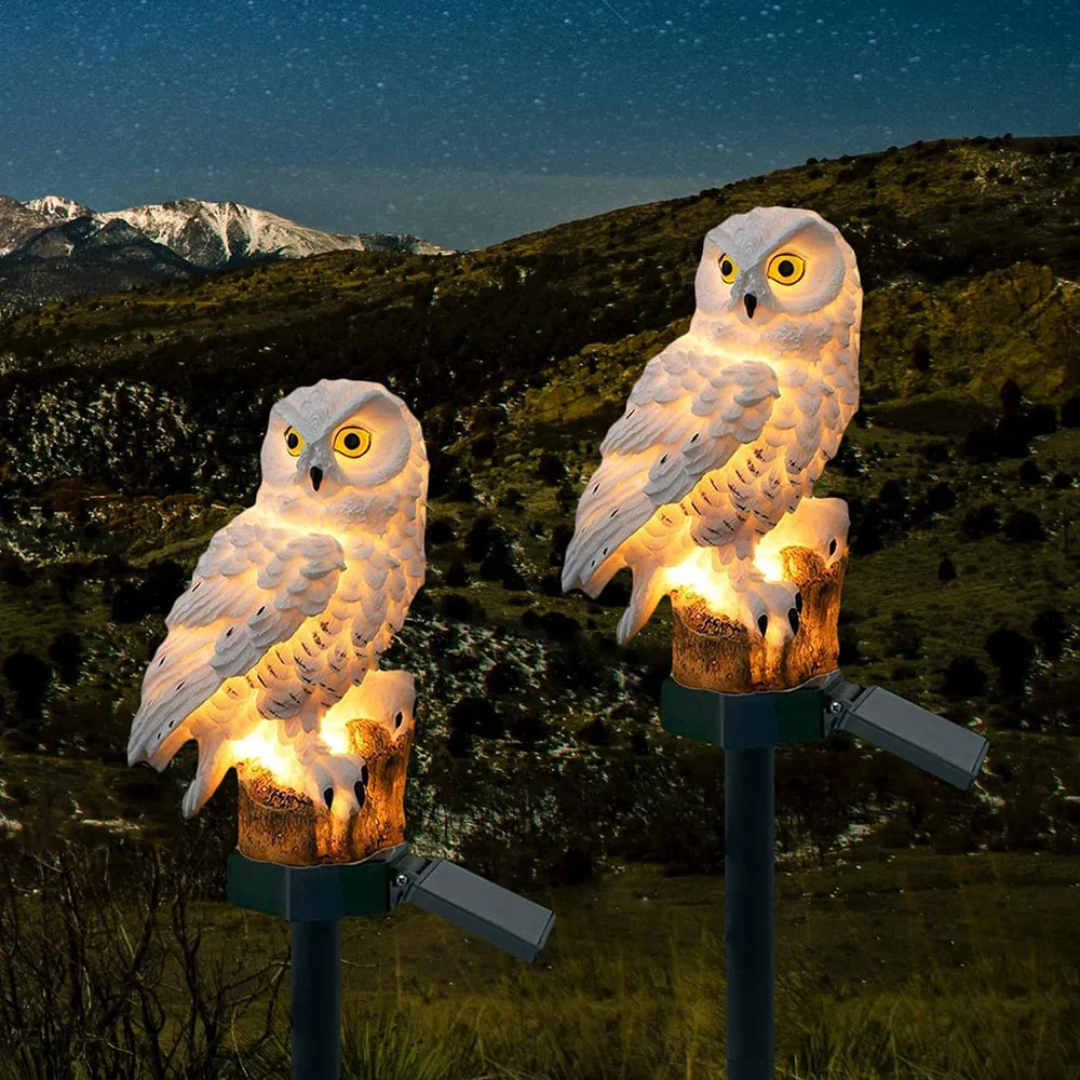 Solar Owl Garden Light with Warm White LED