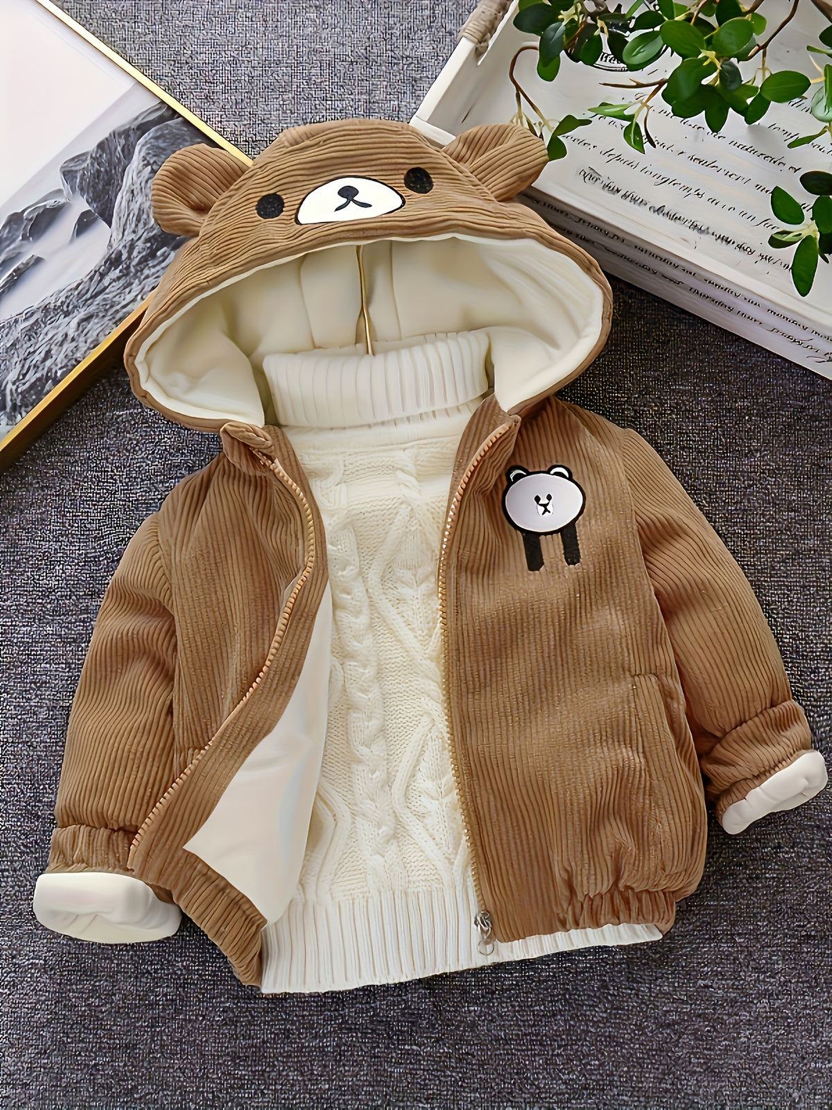 Kids Bear Hooded Padded Jacket
