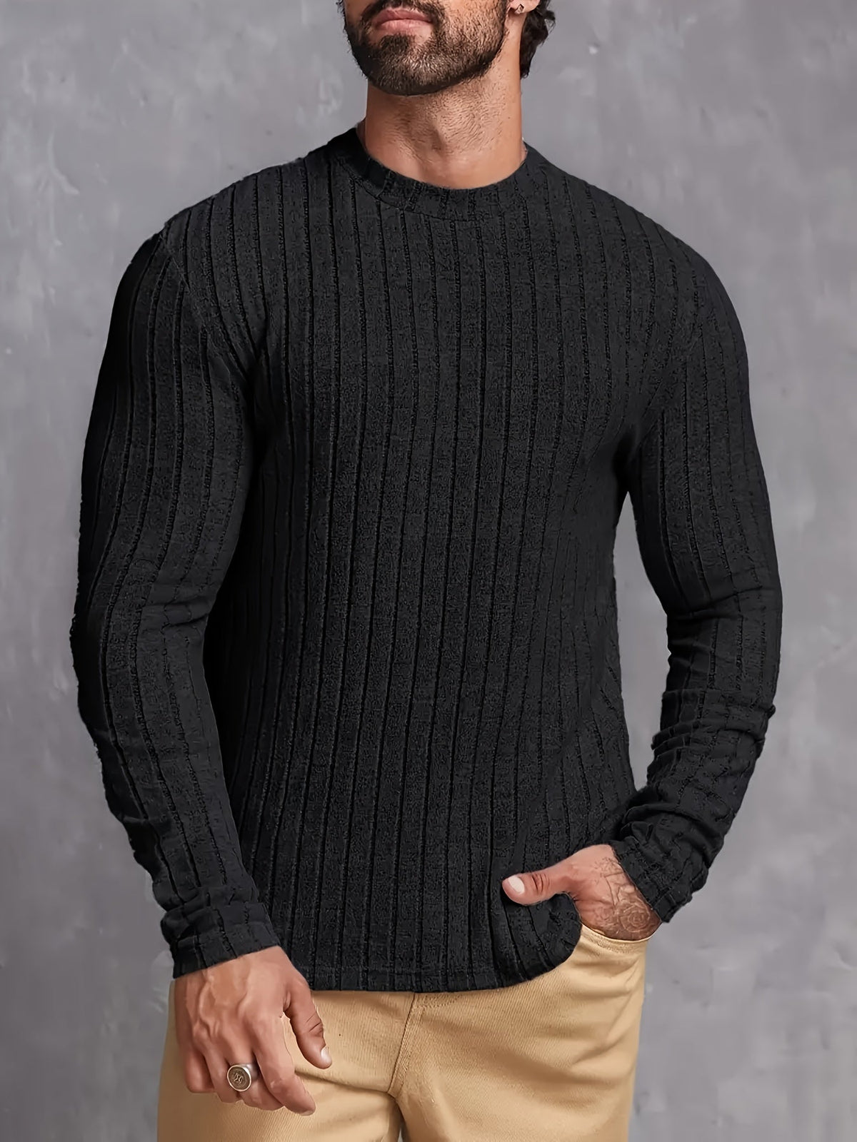 Men’s Ribbed Crew Neck Sweater