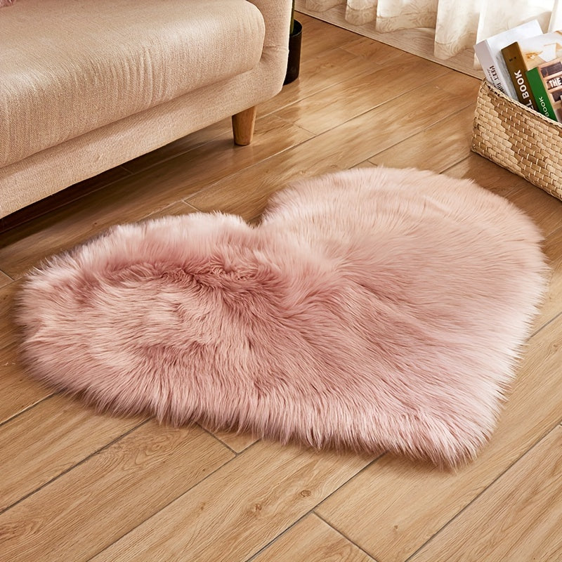 Heart Shaped Faux Fur Rug