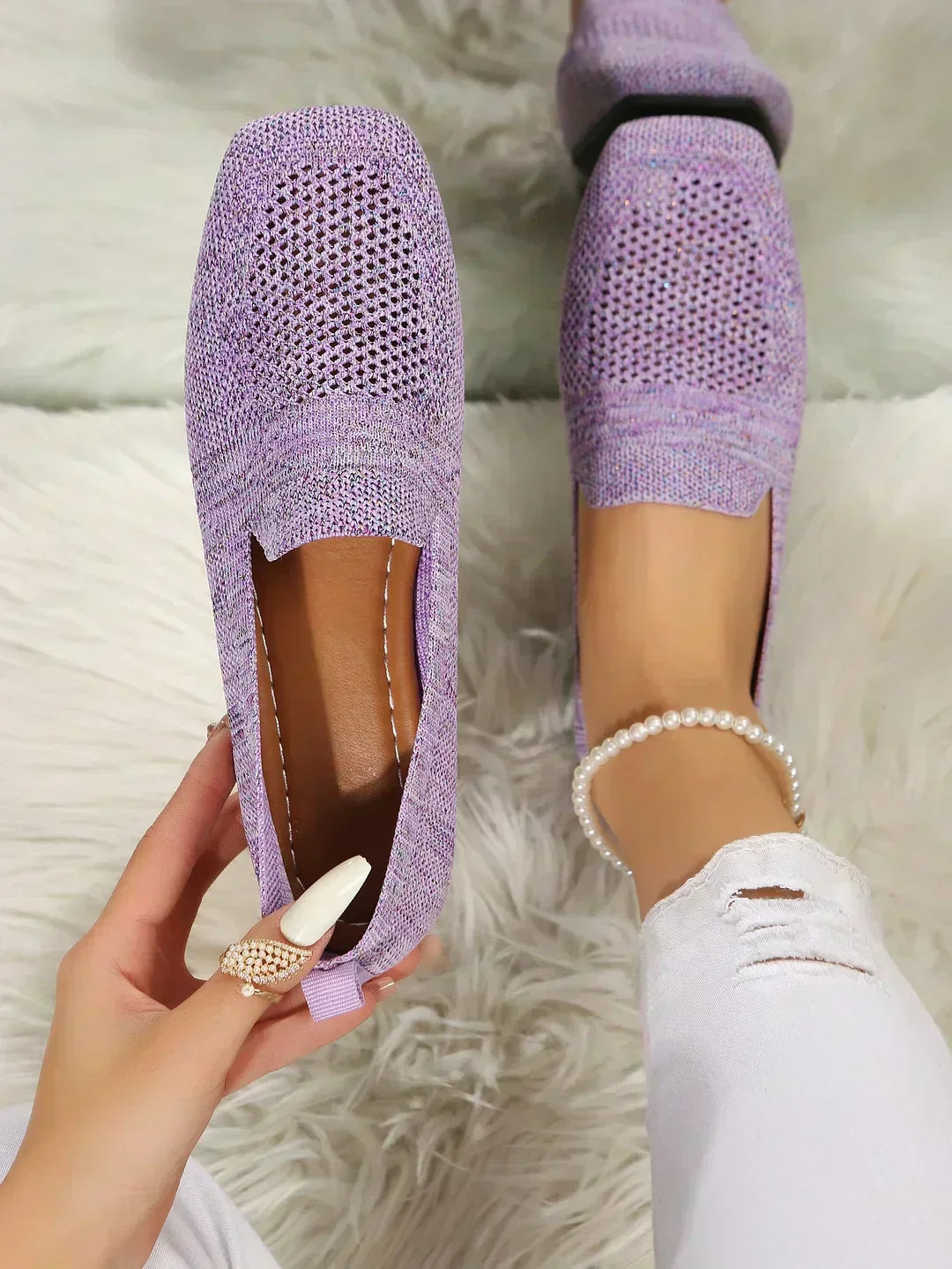 Women's Breathable Knit Slip-On Flats