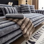 Plush Ribbed Sofa Cover